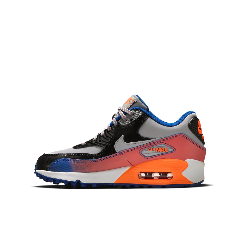 (GS) Nike Air Max 90 Premium LTR Leather 'Gray Black Blue' 724879-002