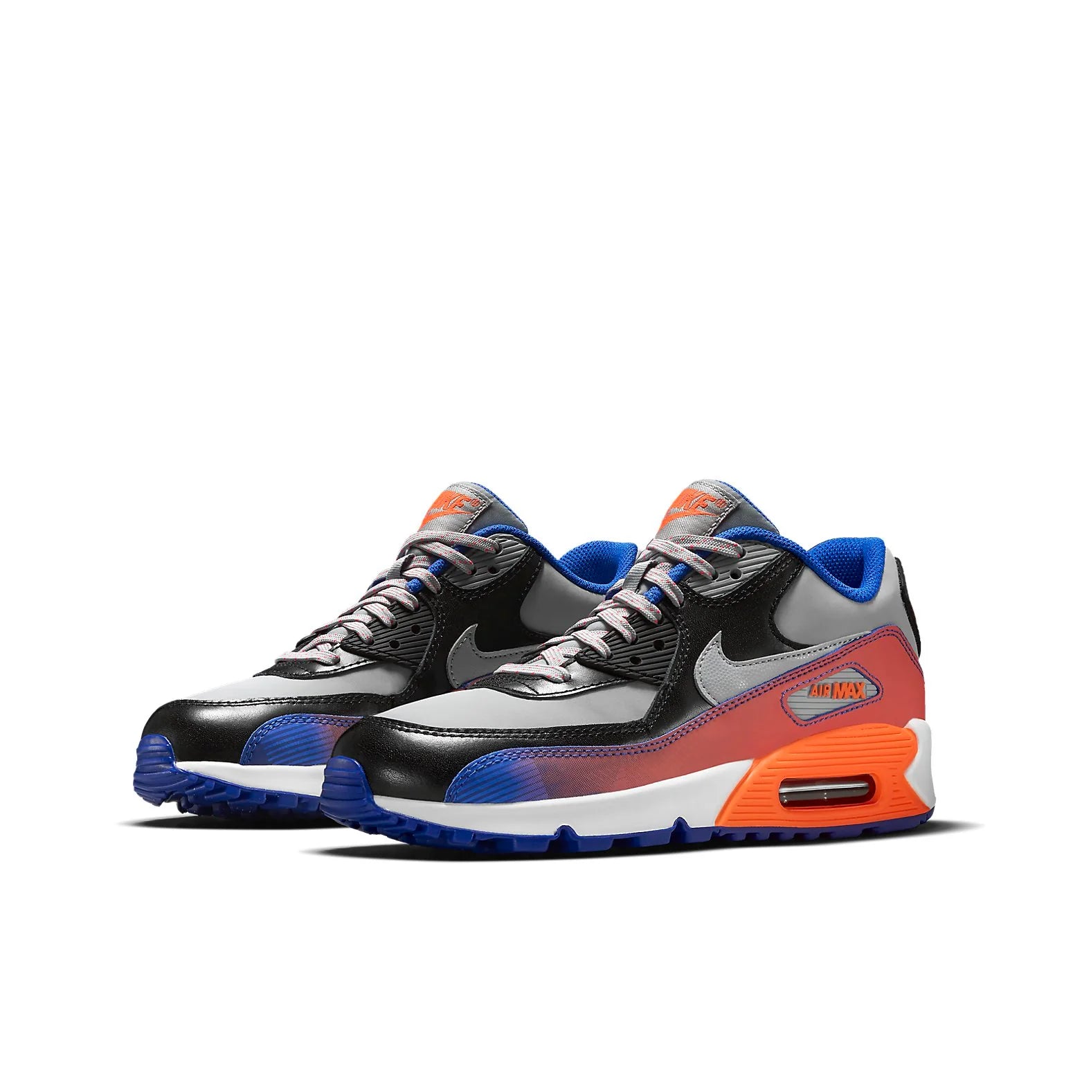 (GS) Nike Air Max 90 Premium LTR Leather 'Gray Black Blue' 724879-002